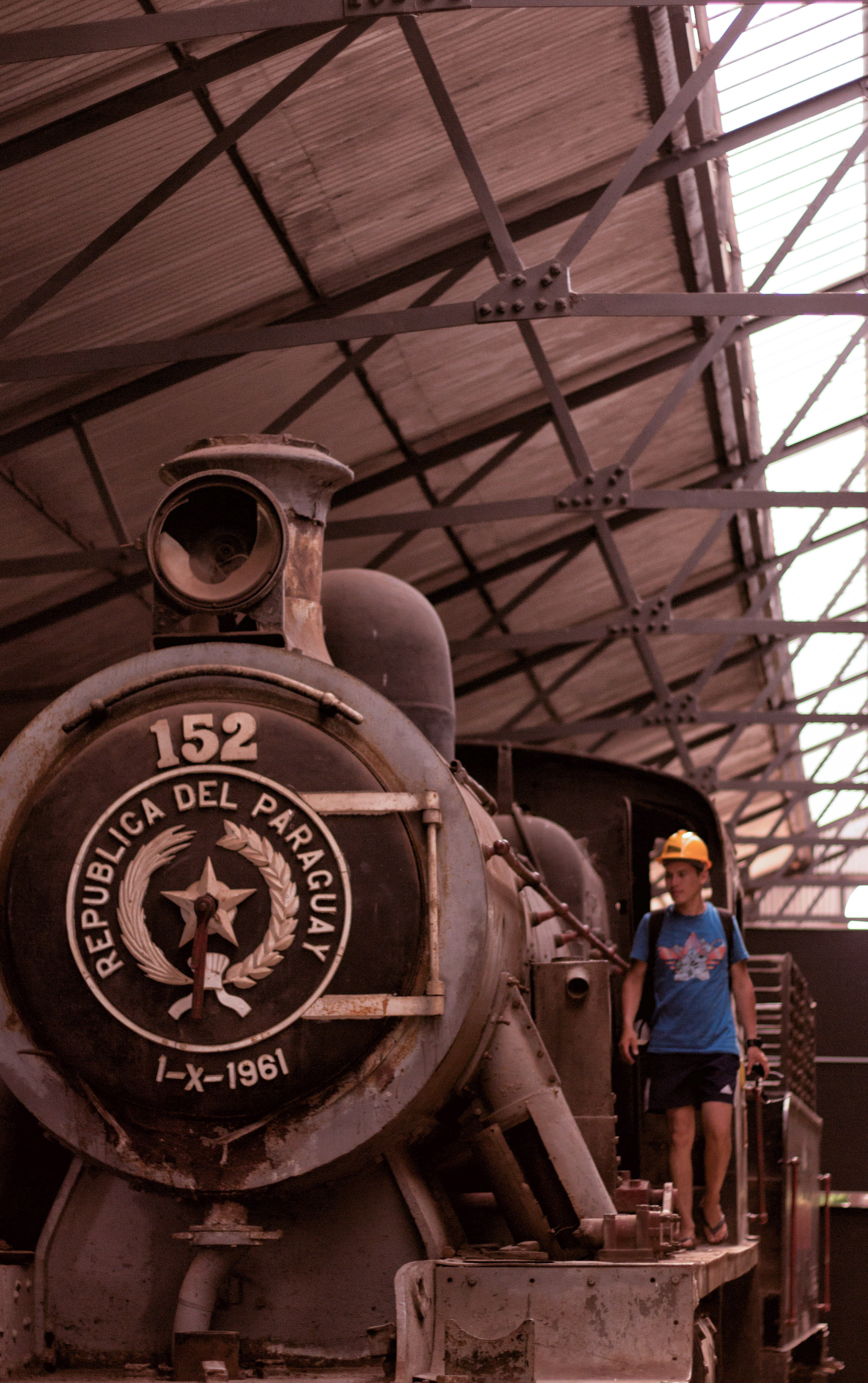 Sapucai - At the Train Museum with host brother Osmar